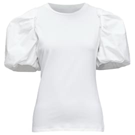 Alexander Mcqueen-Alexander Mcqueen Cotton Puff Short Sleeves Fitted Tshirt Top-White