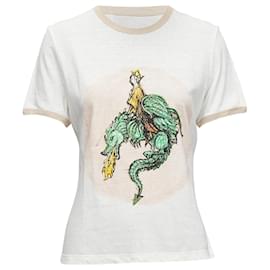Dior-Christian Dior Princess And Dragon Foil Print Ringer Tshirt-White,Cream