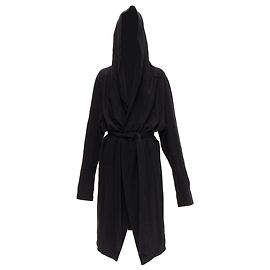 Jaqueta robe com capuz e cinto em jersey grosso de algodão Rick Owens DRKSHDW Preto