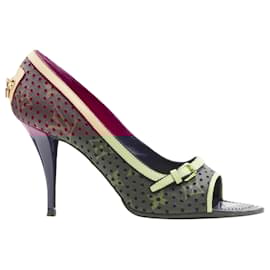 Louis Vuitton-Louis Vuitton perforated monogram lockheel peep toe heel-Purple