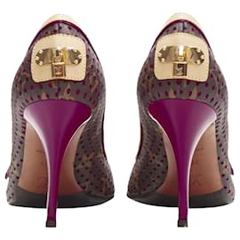 Louis Vuitton-Louis Vuitton perforated monogram lockheel peep toe heel-Purple