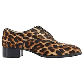 Christian Louboutin-Christian Louboutin Zazou leopard print calfskin point toe laced brogue-Brown