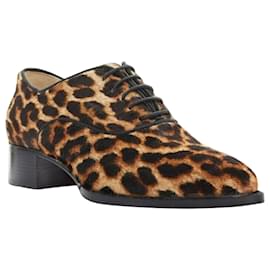 Christian Louboutin-Christian Louboutin Zazou leopard print calfskin point toe laced brogue-Brown