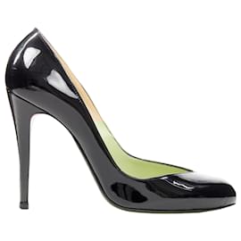 Christian Louboutin-Christian Louboutin patent almond toe angular vamp pump-Black
