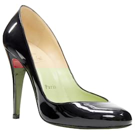 Christian Louboutin-Christian Louboutin patent almond toe angular vamp pump-Black