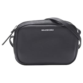 Balenciaga-Balenciaga Demna Everyday Camera leather logo print crossbody bag-Black