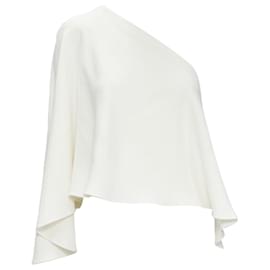 Roland Mouret-Roland Mouret viscose crepe draped one shoulder cascade top-White