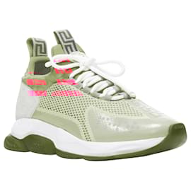 Versace-Tênis baixo em malha neon fluorescente Versace Cross Chainer-Rosa