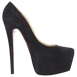Christian Louboutin-Christian Louboutin Daffodile suede almond toe platform pump-Black