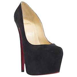 Christian Louboutin-Christian Louboutin Daffodile suede almond toe platform pump-Black