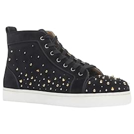 Christian Louboutin-Christian Louboutin Louis Orlato suede spike stud crystal sneaker-Black