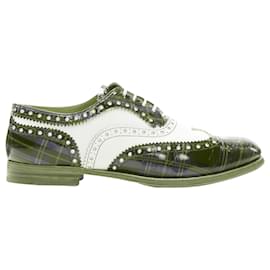 Church's-Church's Burwood tartan patent perforated leather brogue-Red