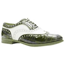 Church's-Church's Burwood tartan patent perforated leather brogue-Red