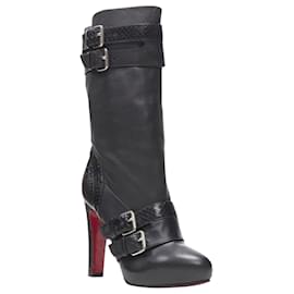 Christian Louboutin-Christian Louboutin Loubi Bike scaled leather buckle platform boot-Black