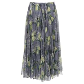 Dior-Dior floral print cotton tulle midi skirt-Green