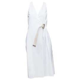 Vestido utilitário com cinto de fivela em popeline Chen da Acne Studios Branco
