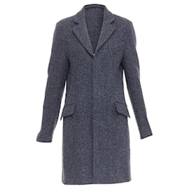 Chanel-Chanel Karl Lagerfeld 08A herringbone tweed long coat-Blue,Navy blue