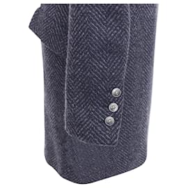 Chanel-Chanel Karl Lagerfeld 08A herringbone tweed long coat-Blue,Navy blue