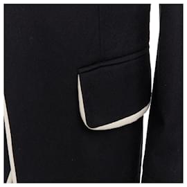 Ann Demeulemeester-Ann Demeulemeester black virgin wool cotton shawl pipe collar coat-Black