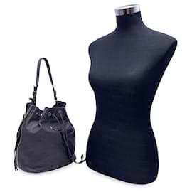 Balenciaga-Grey Leather Bucket Papier Plate Drawstring Bag-Grey