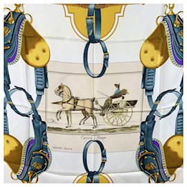 Hermès-Hermes Paris Vintage Silk Scarf Carrick a Pompe 1975 Ledoux-Yellow