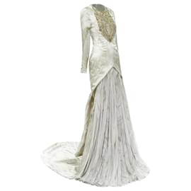 Alexander Mcqueen-Alexander McQueen Angels Demons embellished chiffon skirt gown-Grey