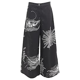 Chanel-Chanel 22C CC horoscope star print wide leg jeans-Black