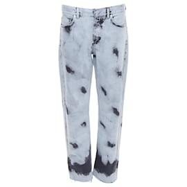 Dior-Christian Dior 01 paint effect washed denim cropped jeans-Blue