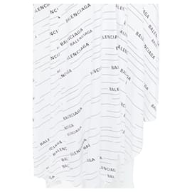 Balenciaga-Balenciaga Demna logo print asymmetric midi skirt-White