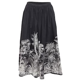 Dior-Dior cotton jungle print elasticated waist midi skirt-Black