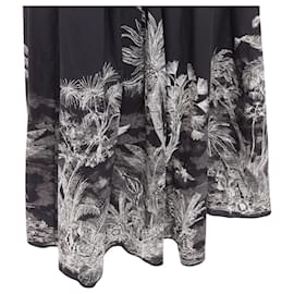 Dior-Dior cotton jungle print elasticated waist midi skirt-Black
