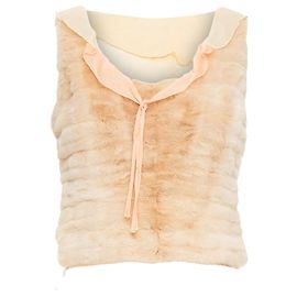 Top de cetim de seda com laço de pele tingida de creme da Prada Branco Cru