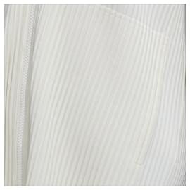 Issey Miyake-Issey Miyake Homme Plisse cream pleated zip hooded jacket-White,Cream