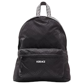 Versace-Versace La Greca Greek Key 90's logo backpack bag-Black