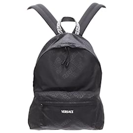Versace-Versace La Greca Greek Key 90's logo backpack bag-Black