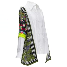 Dolce & Gabbana-Dolce & Gabbana floral scarf silk insert high low shirt-White
