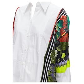 Dolce & Gabbana-Dolce & Gabbana floral scarf silk insert high low shirt-White