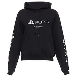 Balenciaga-Balenciaga Demna cotton PS5 logo fitted cropped hoodie-Black