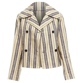 Dior-Christian Dior Runway striped linen double breasted blazer-Brown,Beige