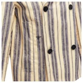 Dior-Christian Dior Runway striped linen double breasted blazer-Brown,Beige