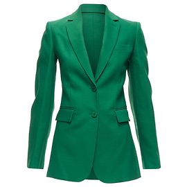 Valentino Garavani Blazer ajustado de lã e seda com mangas Kong e decote em V Valentino Verde