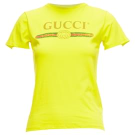Gucci-Gucci Kids Logo Crew Neck Tshirt-Yellow