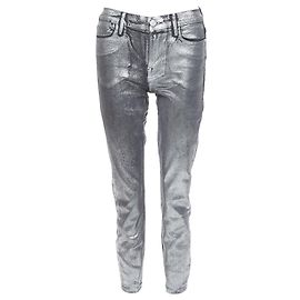 Frame Denim Frame Le High Skinny Crop metallic silver coated pants Silvery Metallic
