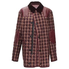Burberry-Burberry reversible check leather patch jacket-Red,Dark red