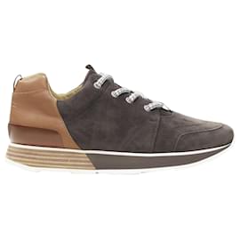 Hermès-Hermes suede lace up wooden rubber sole low sneaker-Grey