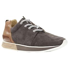 Hermès-Hermes suede lace up wooden rubber sole low sneaker-Grey
