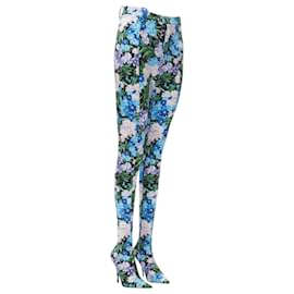 Balenciaga-Balenciaga floral print spandex boots-Blue
