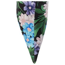 Balenciaga-Balenciaga floral print spandex boots-Blue
