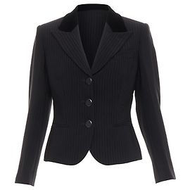 Blazer da smoking cropped in velluto a righe Giorgio Armani Nero