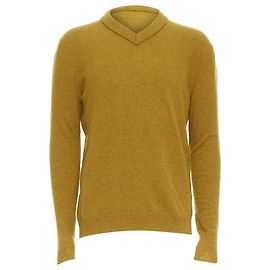 Jil Sander Woll-Kaschmir Senfgelb V-Ausschnitt Pullover Gelb